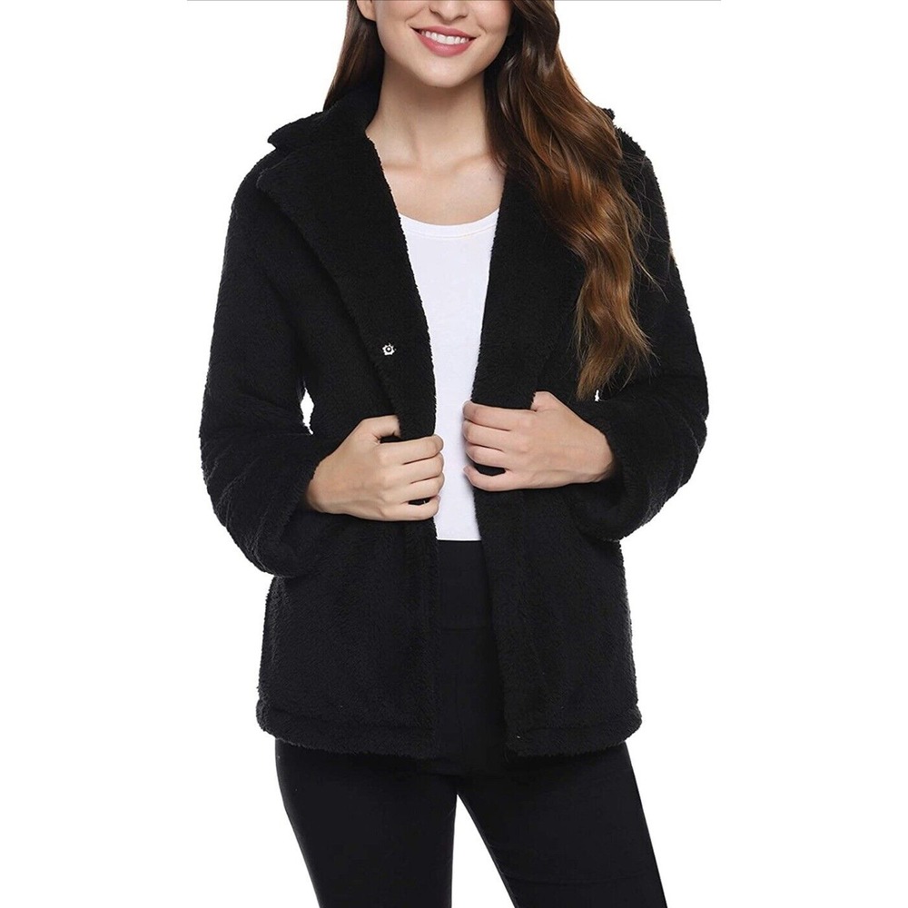 iClosam Womens‎ Fuzzy Jacket, Black, NWT, sz Small